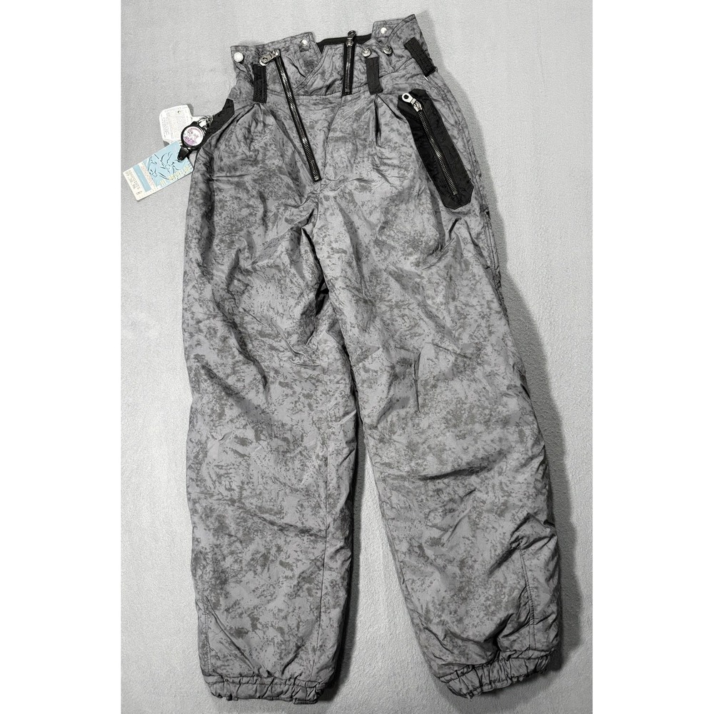 90s Vintage Kaelin Grey Acid Wash Ski Pants High Waisted Snow Pants Size 8/38
